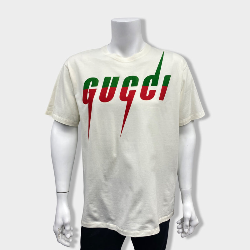 GUCCI logo ecru cotton T-shirt