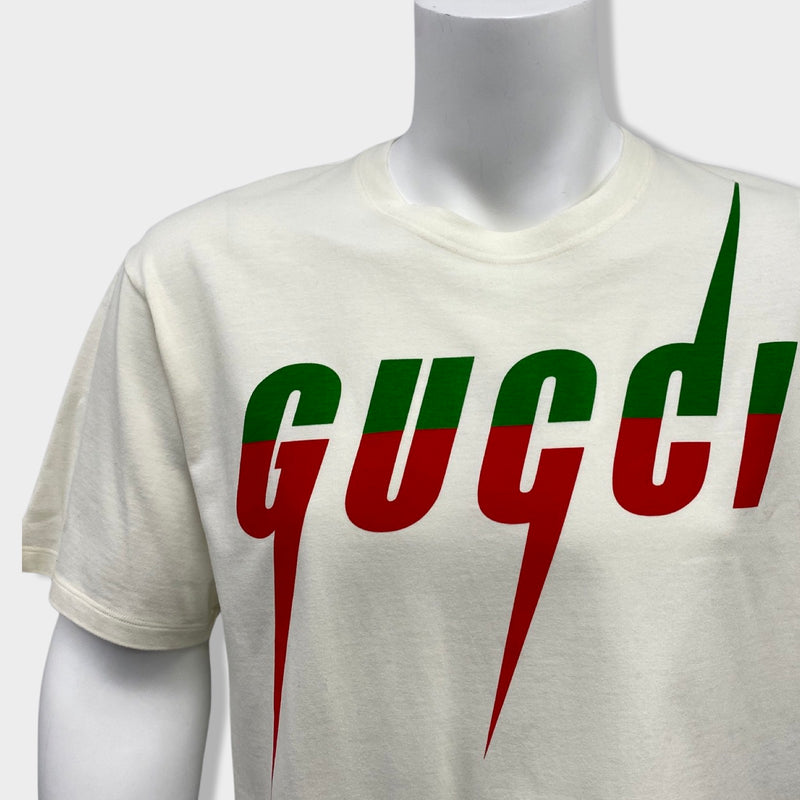 GUCCI logo ecru cotton T-shirt