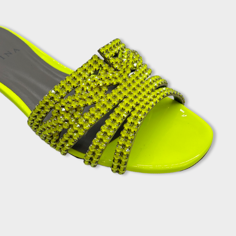 second-hand GINA acid yellow leather sandals| Size EU38 UK5