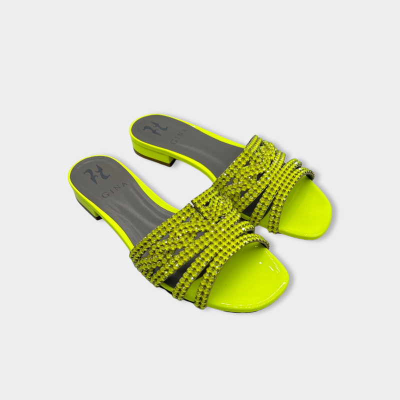 GINA acid yellow leather sandals