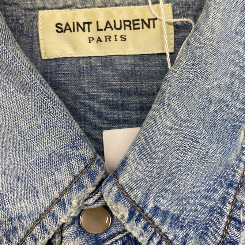 Saint Laurent distressed-style denim shirt