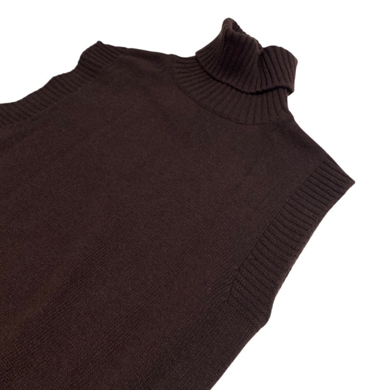 pre-owned Frankie shop brown sleeveless woolen turtleneck sweater | Size S