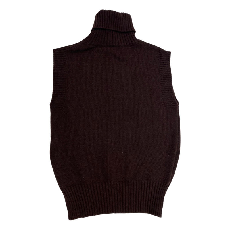 second-hand Frankie shop brown sleeveless woolen turtleneck sweater | Size S