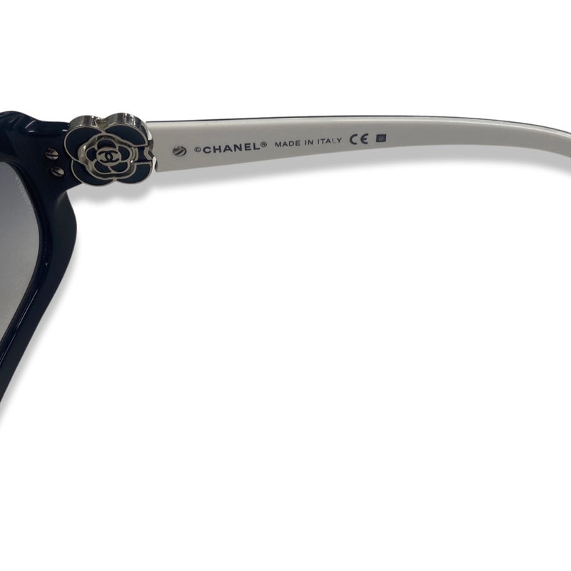 CHANEL Camellia black and white sunglasses