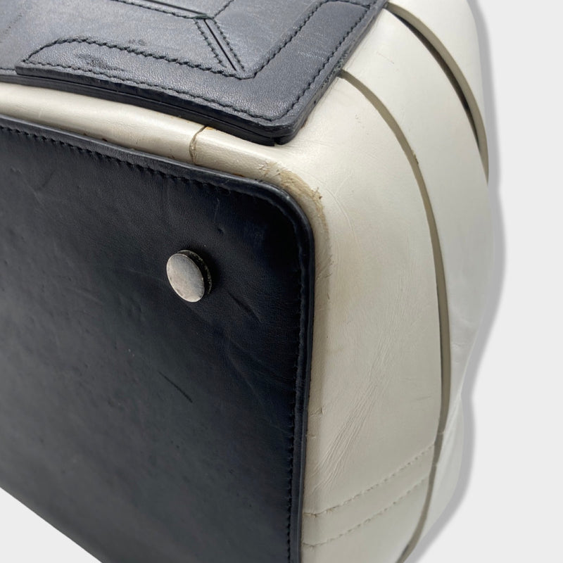 BALENCIAGA black and white leather Cabas handbag
