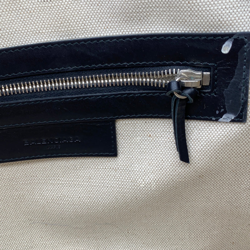 BALENCIAGA black and white leather Cabas handbag