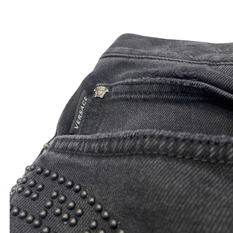 VERSACE black logo tailor-fit jeans | Size 35