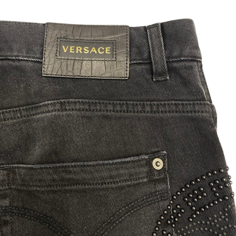 pre-loved VERSACE black logo tailor-fit jeans | Size 35