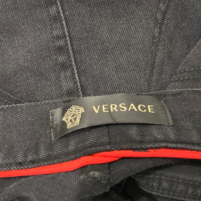 VERSACE black logo tailor-fit jeans | Size 35