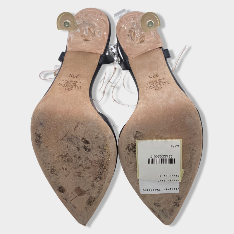 VALENTINO GARAVANI leather and PVC Rockstud sandal heels