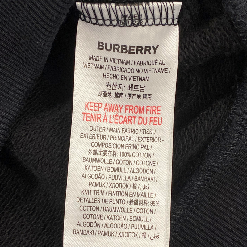BURBERRY black logo cotton sweatshirt
