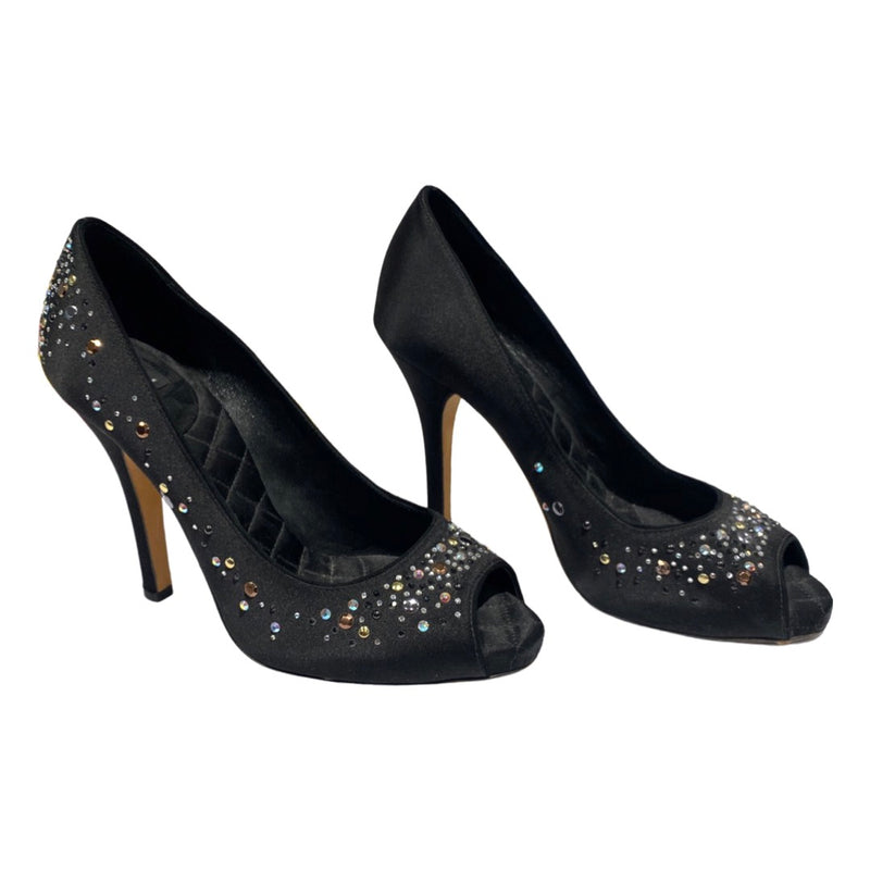 second-hand DOLCE&GABBANA black satin heels with crystals | Size 39