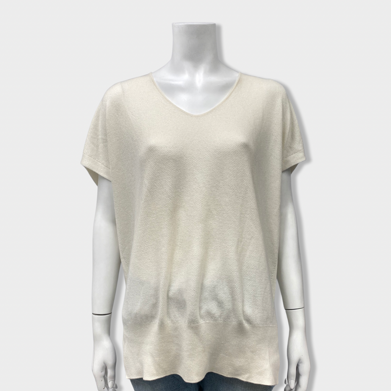 LORO PIANA ecru cashmere and silk top