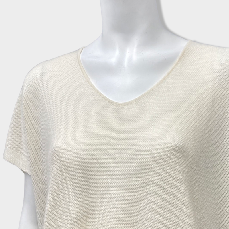 LORO PIANA ecru cashmere and silk top