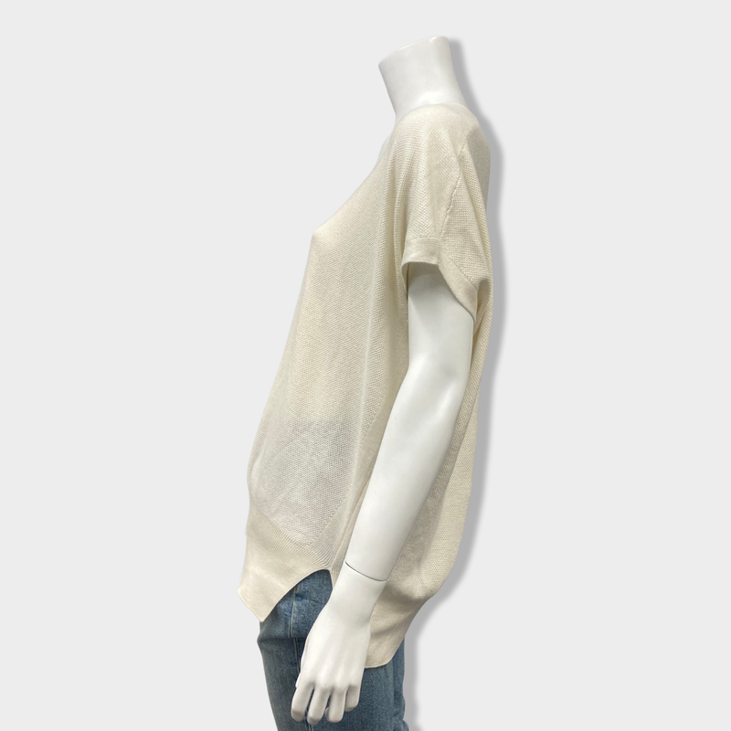 LORO PIANA ecru cashmere and silk top