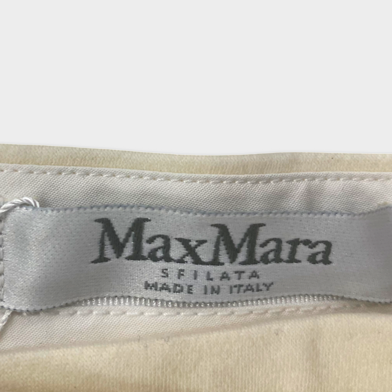 Max Mara Women's Ecru Wool Wide-Leg Trousers