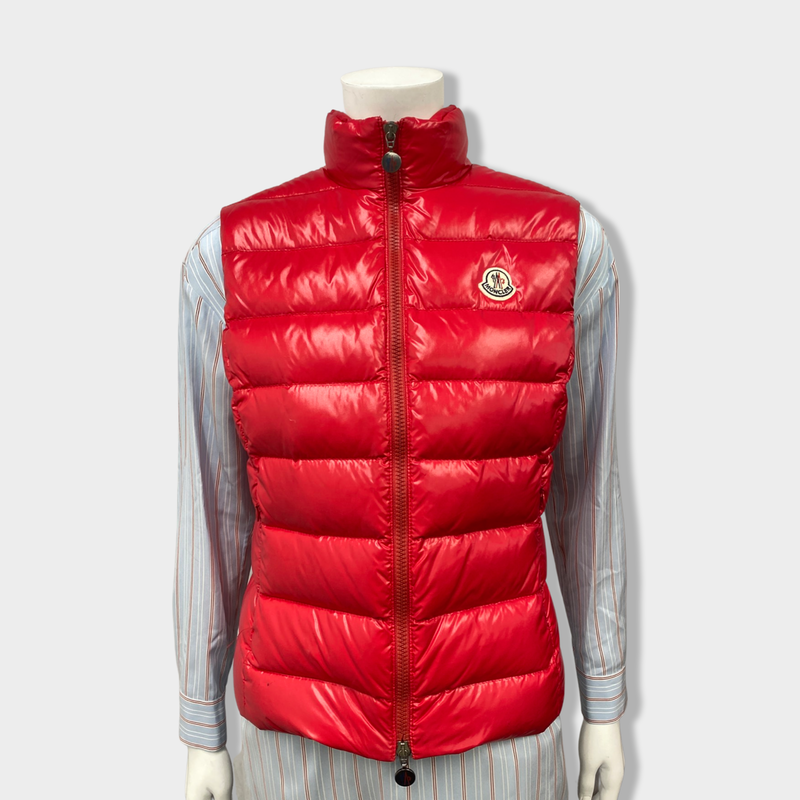 pre-owned MONCLER red puffer vest | Size 1