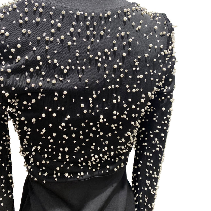 GIVENCHY black pearl-embellished viscose dress | Size XS