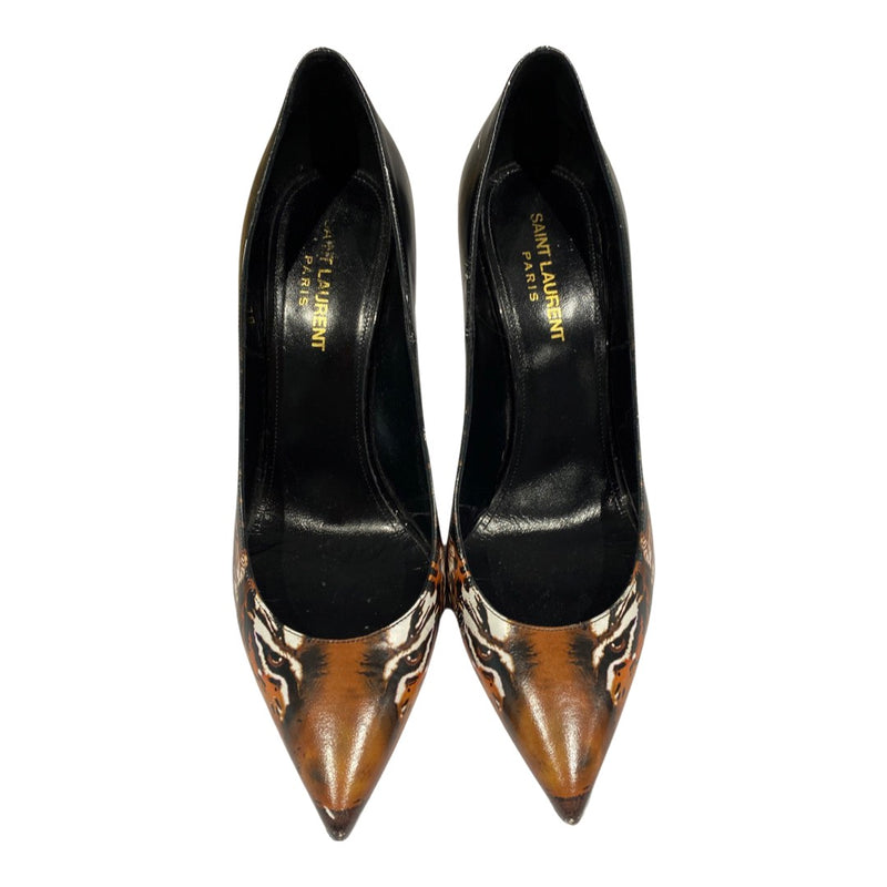 second-hand SAINT LAURENT animal print leather heels | Size 39.5