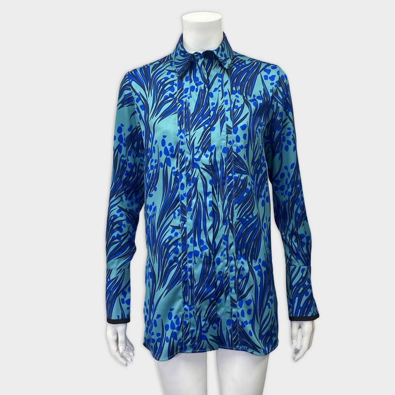 Victoria By Victoria Beckham Women's Blue Silk Shirt