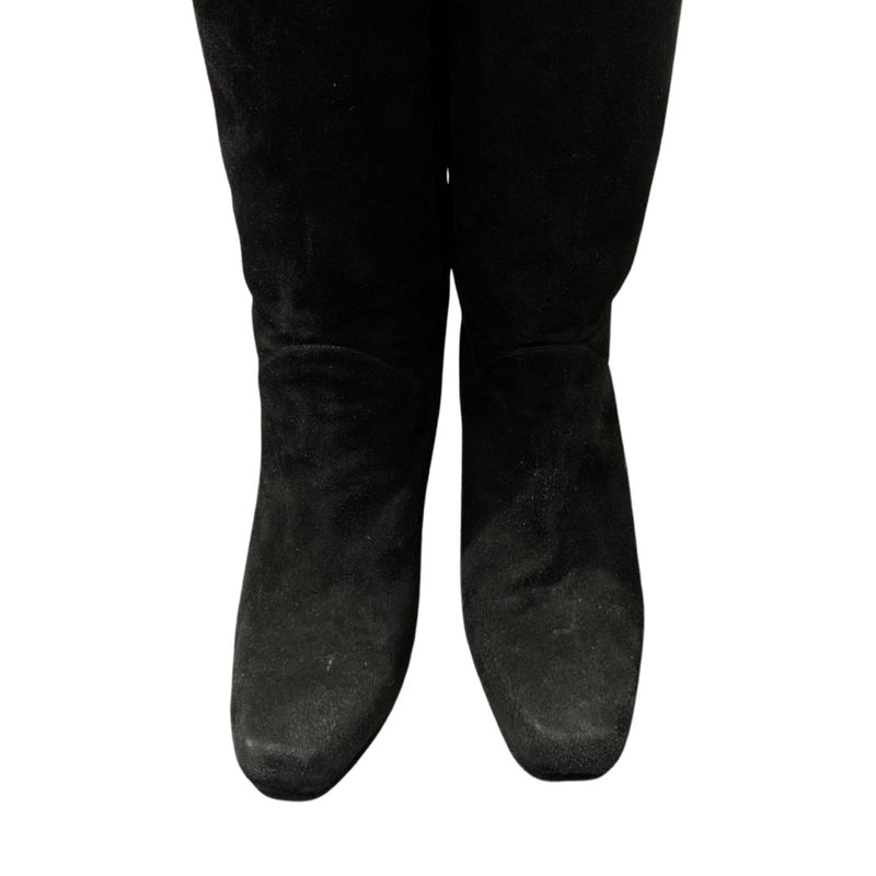 second-hand STUART WEITZMAN black suede platform knee boots | Size 39.5