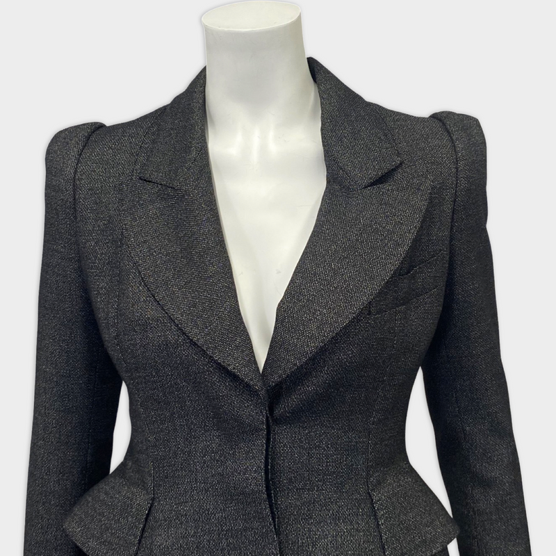 Tom Ford Women's Dark Grey Melange Wool Blazer