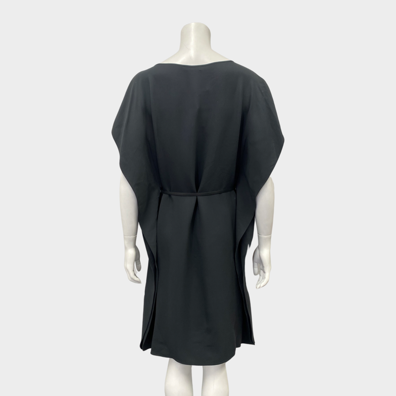 LORO PIANA anthracite  silk belted dress