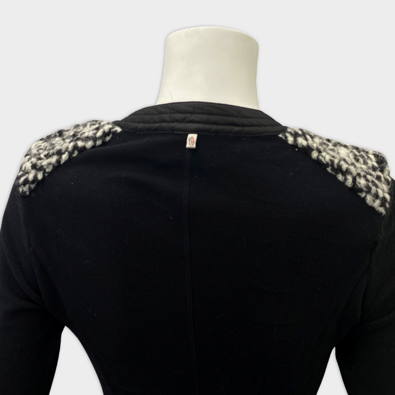 Moncler Women's Black And White Knit Ski Fleece Zip-Up