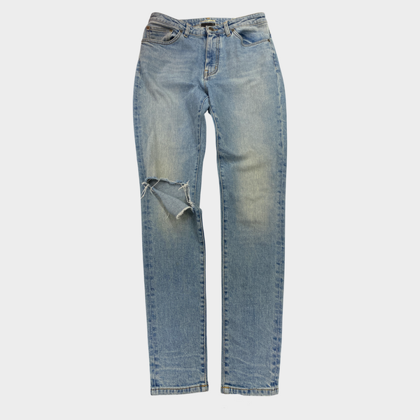 SAINT LAURENT blue ripped jeans