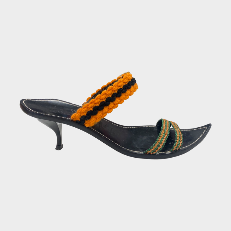 pre-owned LOEWE green and orange sandal heels | Size EU39 UK6