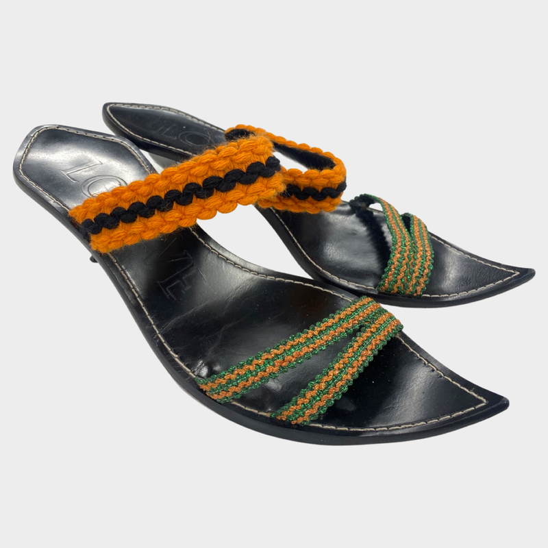 LOEWE green and orange sandal heels