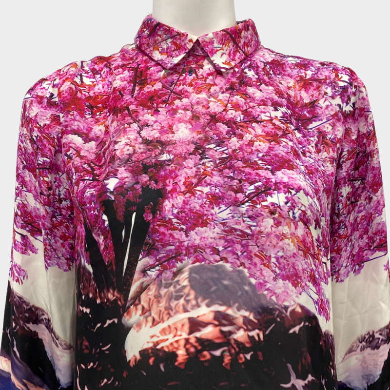 MARY KATRANTZOU multicolour floral and mountain print silk mini dress