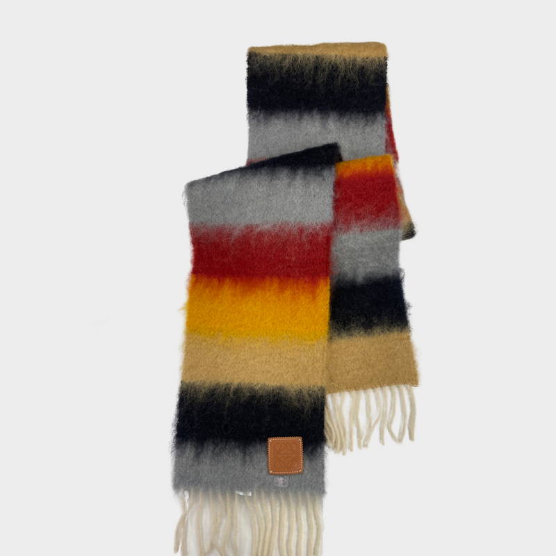 LOEWE multicolour rainbow mohair and wool scarf