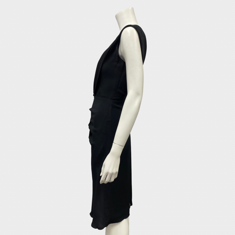 PRADA black pleated sleeveless viscose dress