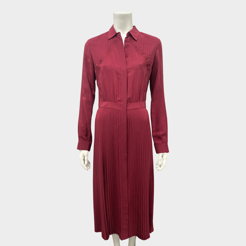 pre-owned LORO PIANA burgundy silk pleated dress | Size IT42