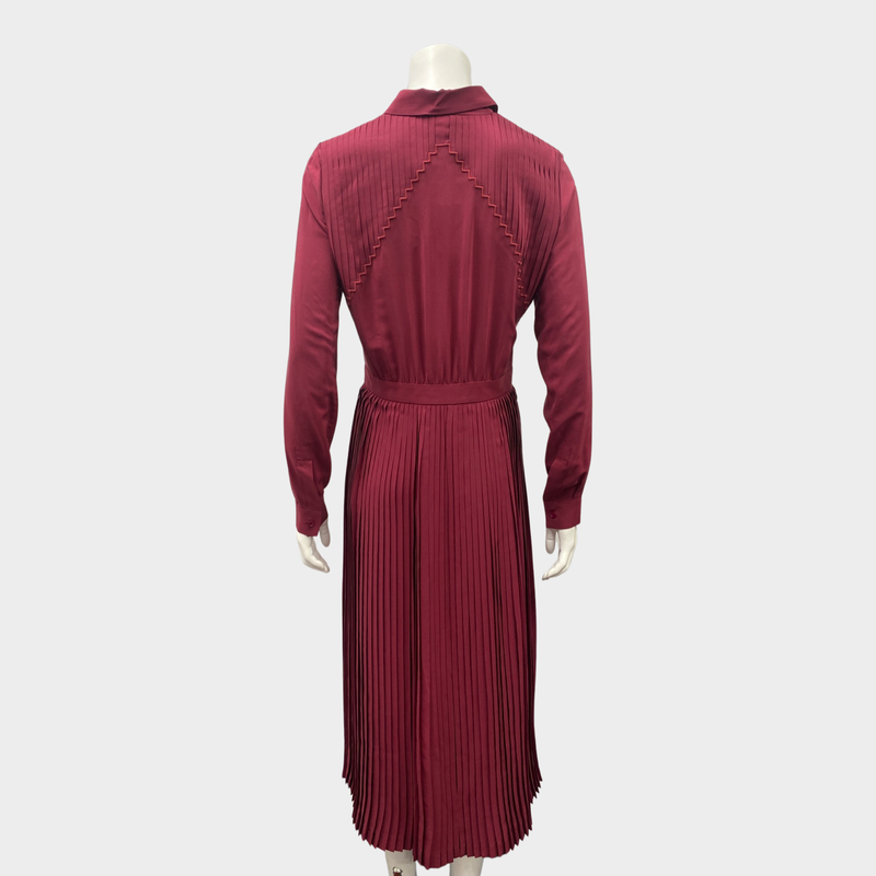 LORO PIANA burgundy silk pleated dress
