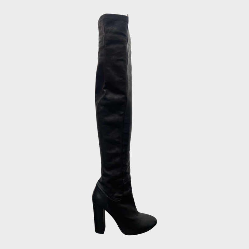 pre-owned AQUAZZURA black leather high boots | Size EU36 UK3