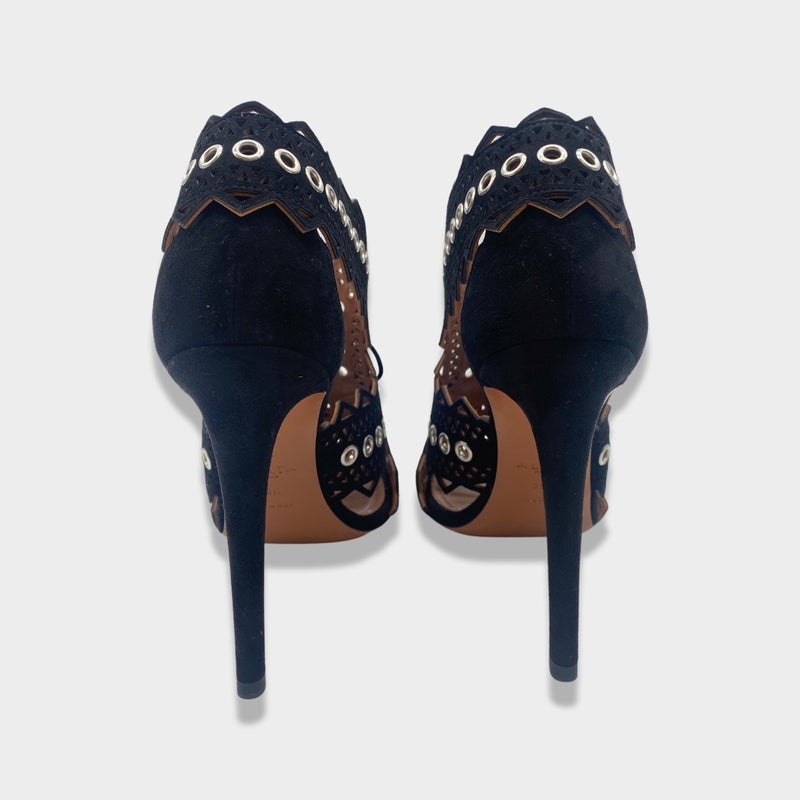 ALAÏA black suede zigzag heels