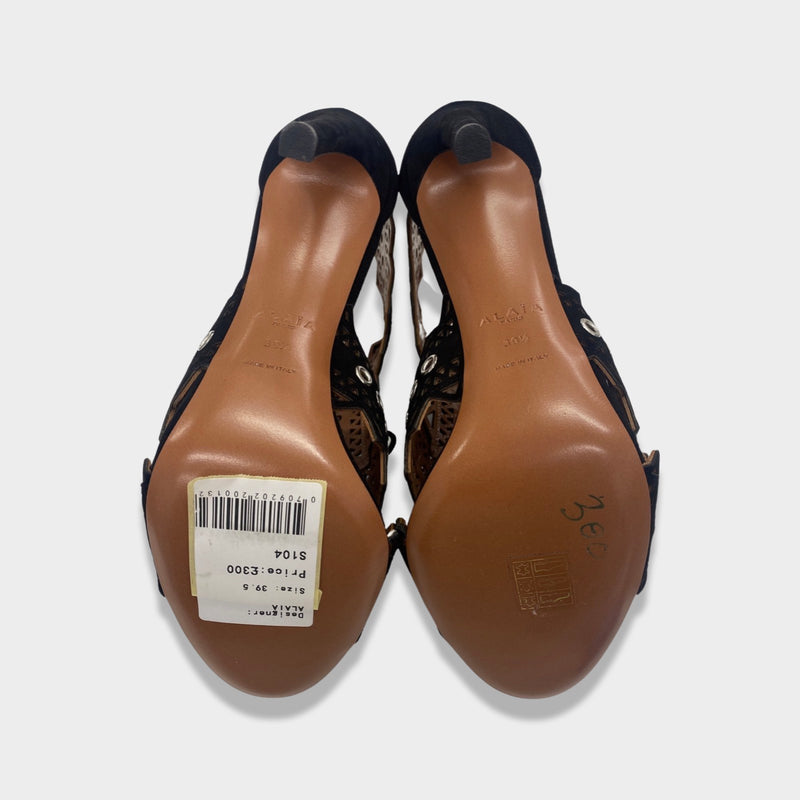 ALAÏA black suede zigzag heels