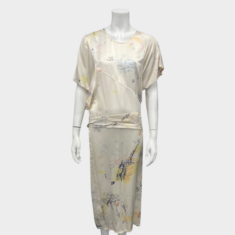 Alexander Wang Ecru Silk Abstract Pattern Dress