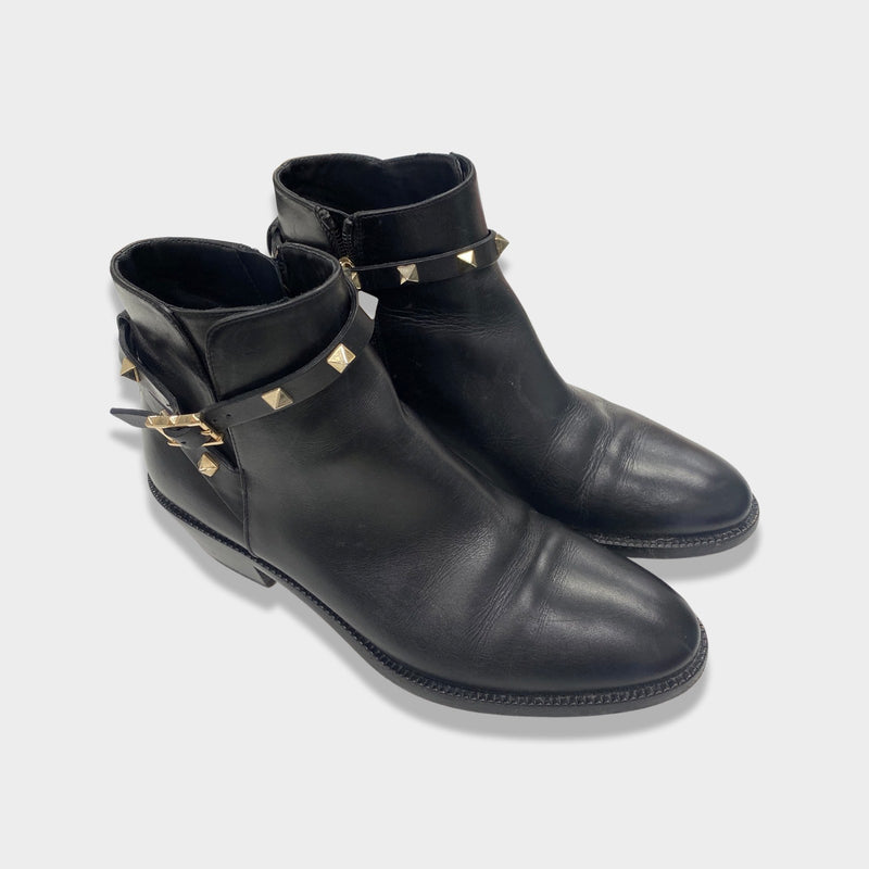 VALENTINO Rockstud black leather boots