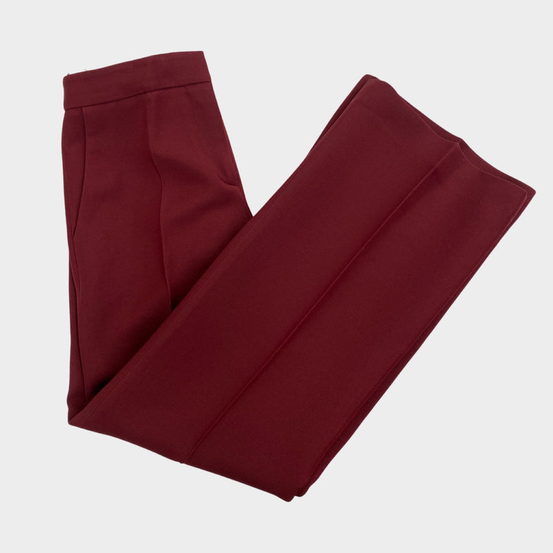pre-owned VALENTINO burgundy wool and silk trousers