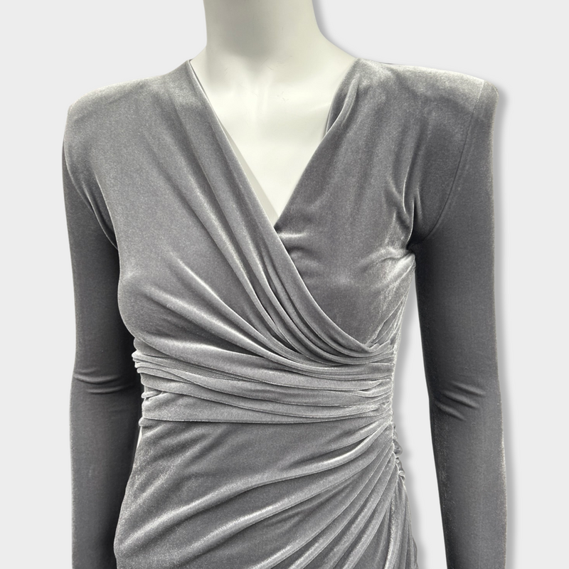 pre-owned ALEXANDRE VAUTHIER grey velvet dress | Size FR36