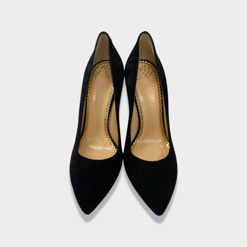 CHARLOTTE OLYMPIA black suede pumps