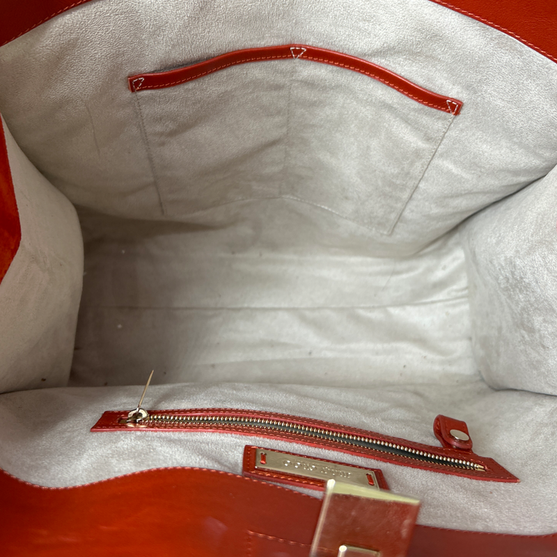 JIMMY CHOO red orange suede tote bag