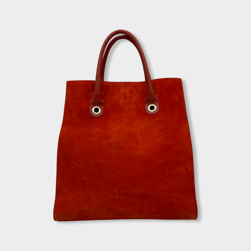 JIMMY CHOO red orange suede tote bag