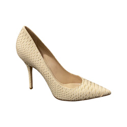 pre-loved CHRISTIAN DIOR ecru-gold python leather heels | Size 39.5