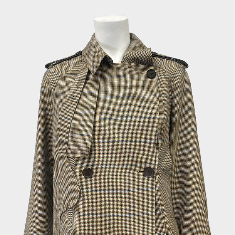 second-hand ROKH light brown checked asymmetrical coat