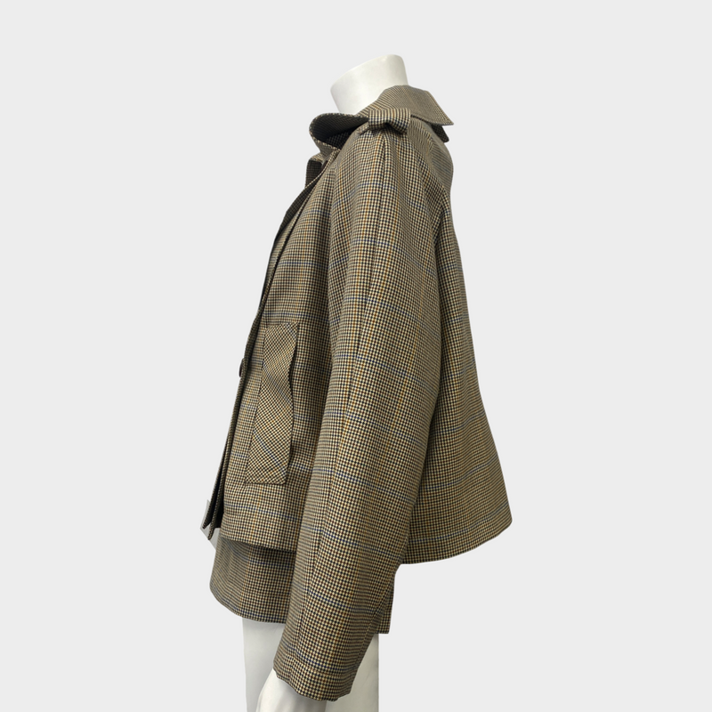 ROKH women’s light brown checked asymmetrical jacket