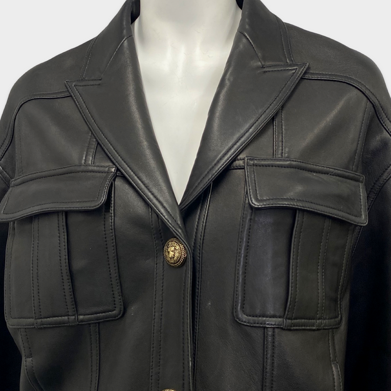 Pre-worn Balmain Women's Black Lambskin Bomber Jacket
